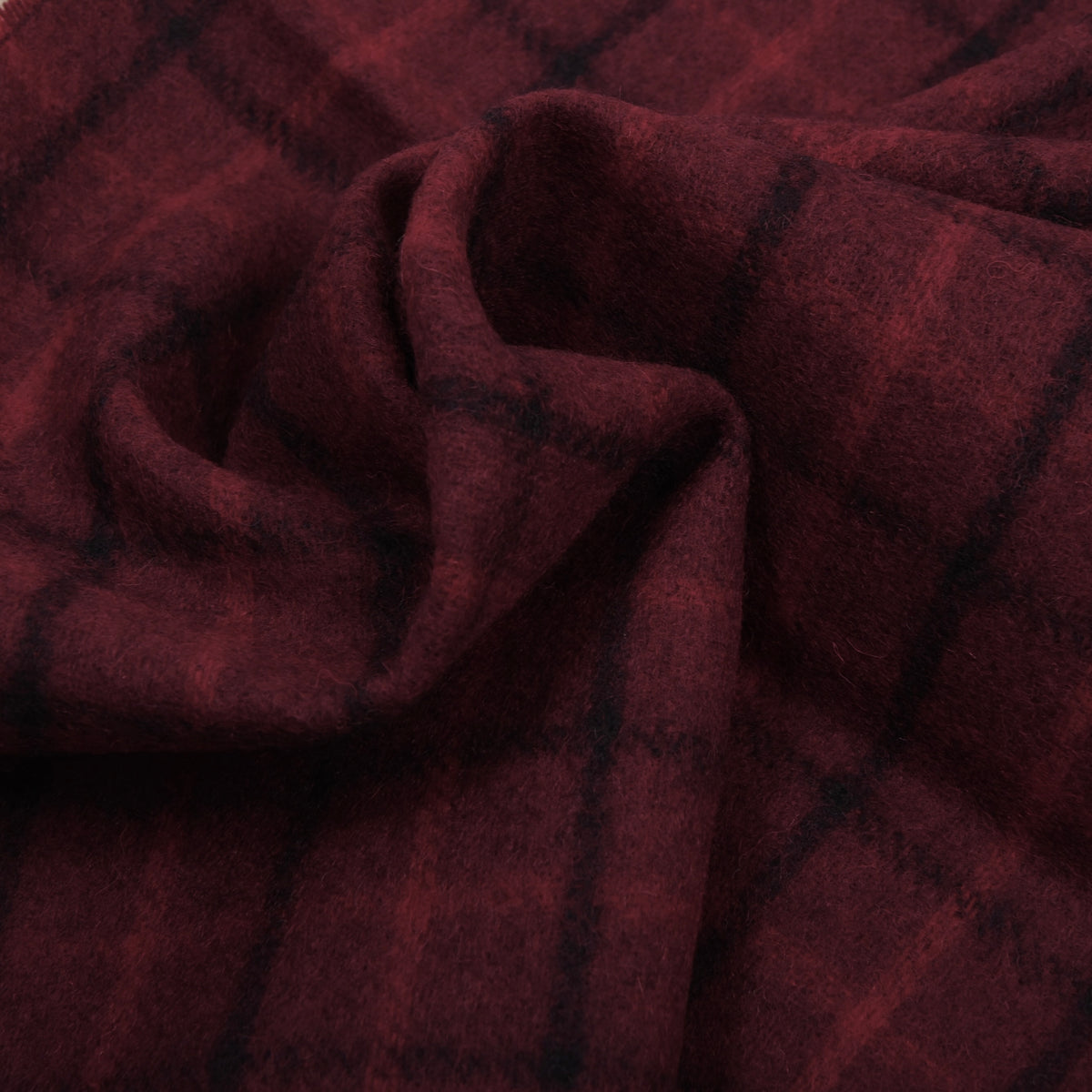 Vintage NOS Merinowolle Schal ca. 128cm - Bordeaux Windowpane