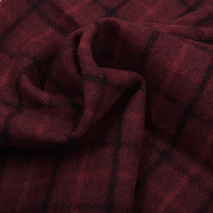 Vintage NOS Merinowolle Schal ca. 128cm - Bordeaux Windowpane