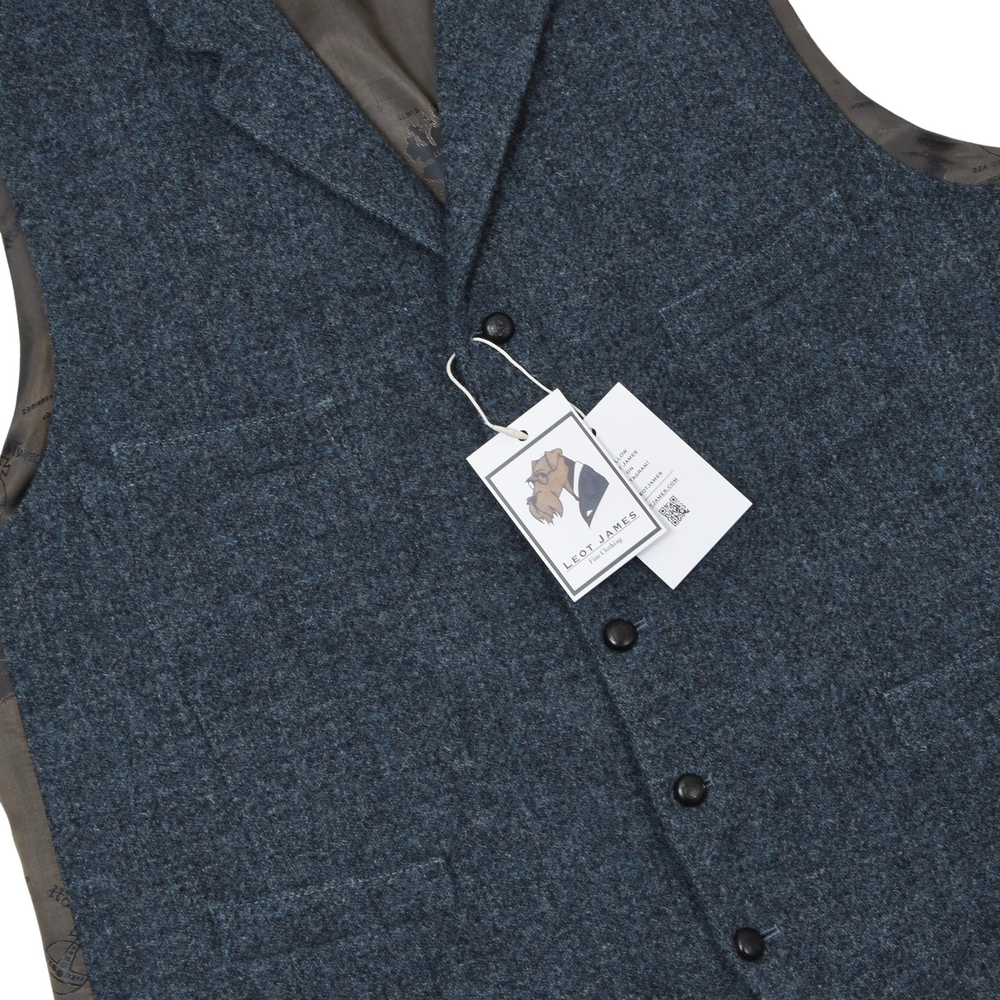 Barutti Harris Tweed Waistcoat/Vest Size 28/S46 Chest ca. 59.5cm - Blue