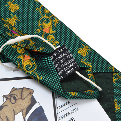 Gianni Versace Vintage Silk Tie ca. 145cm/9.5cm - Green Bees