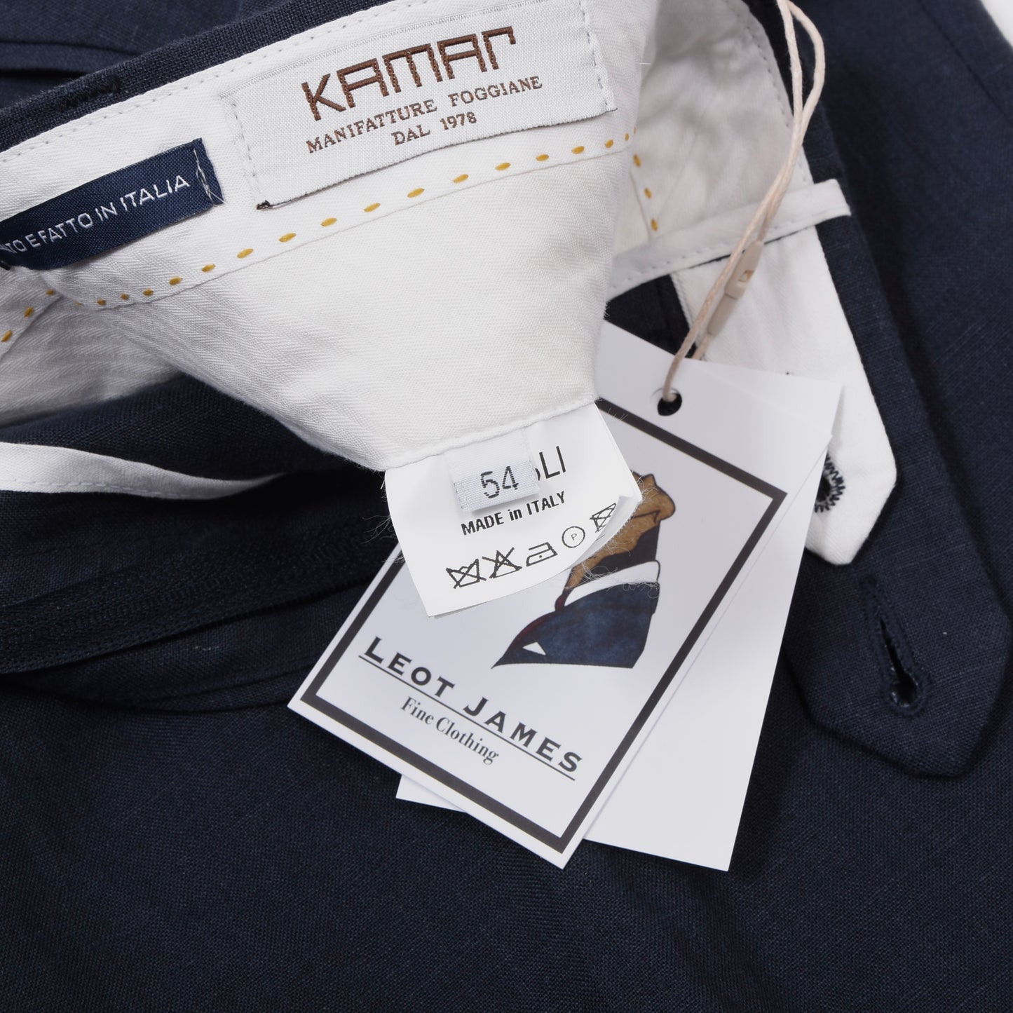 Kamar Leinenhose Größe 54 ca. 47cm Made in Italy - Marineblau