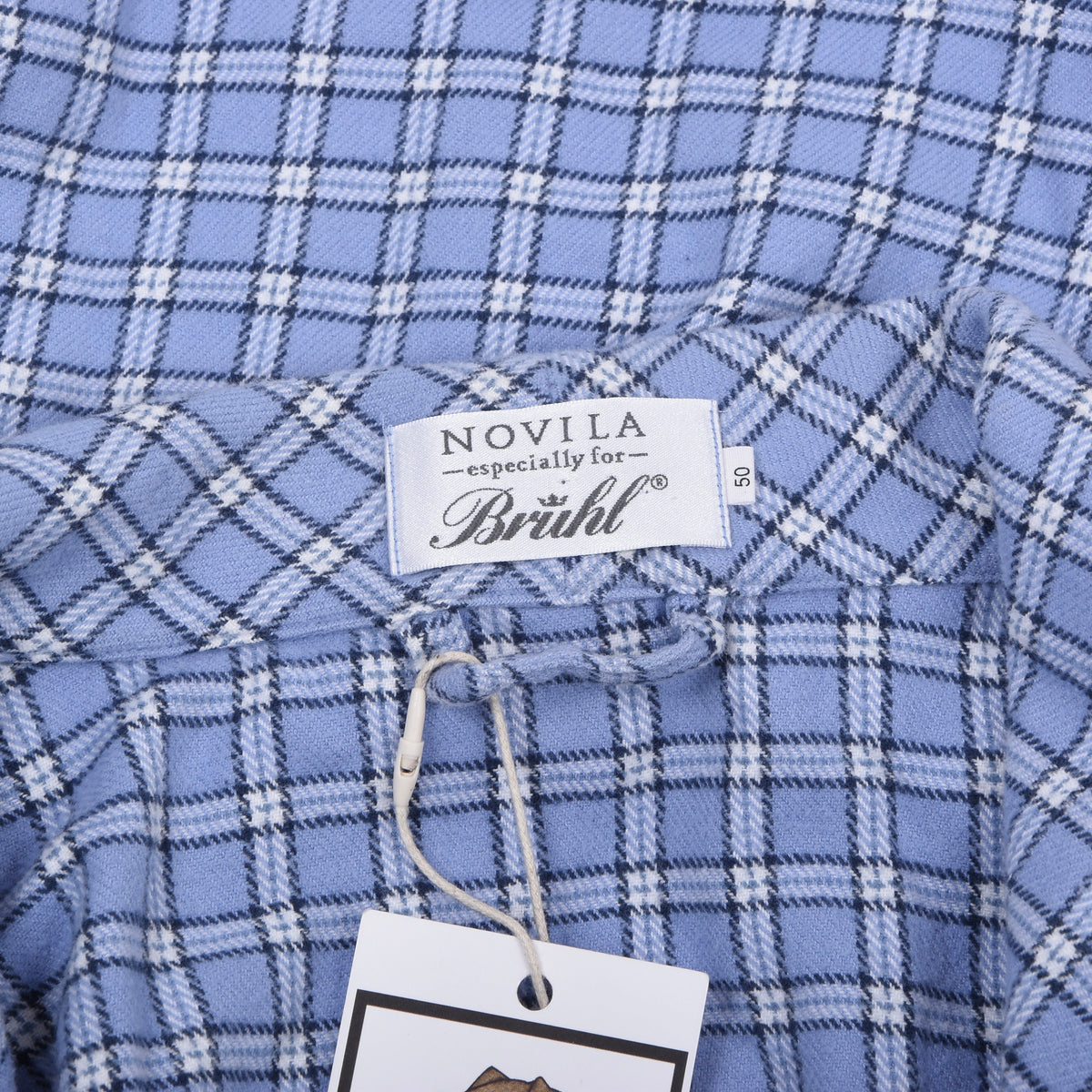 Novila Baumwolle Flannel Morgenmantel Gr. 50 Made in Germany - Blau Plaid