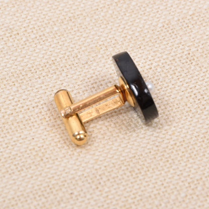 Vintage Manschettenknöpfe Onyx & Perle 1/20 12kt Gold Filled