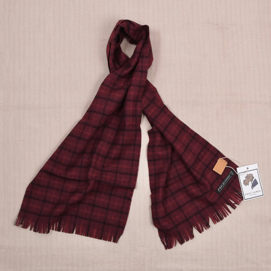 Vintage NOS Merinowolle Schal ca. 128cm - Bordeaux Windowpane