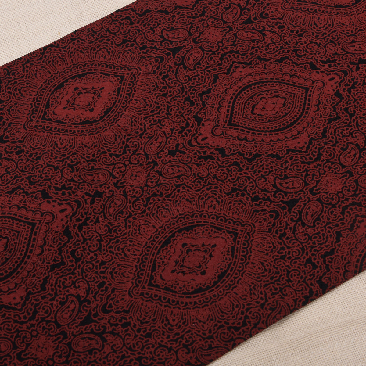 Classic Vintage Wool Challis Dress Scarf ca. 125cm - Black/Red