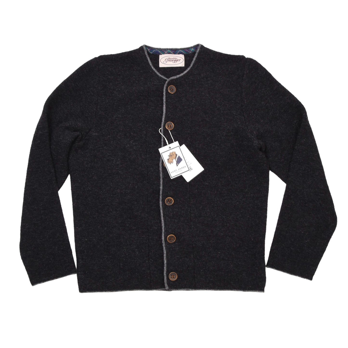 Grasegger Wollstrickjacke/Trachtenweste Größe 50 ca. 55cm - Grau