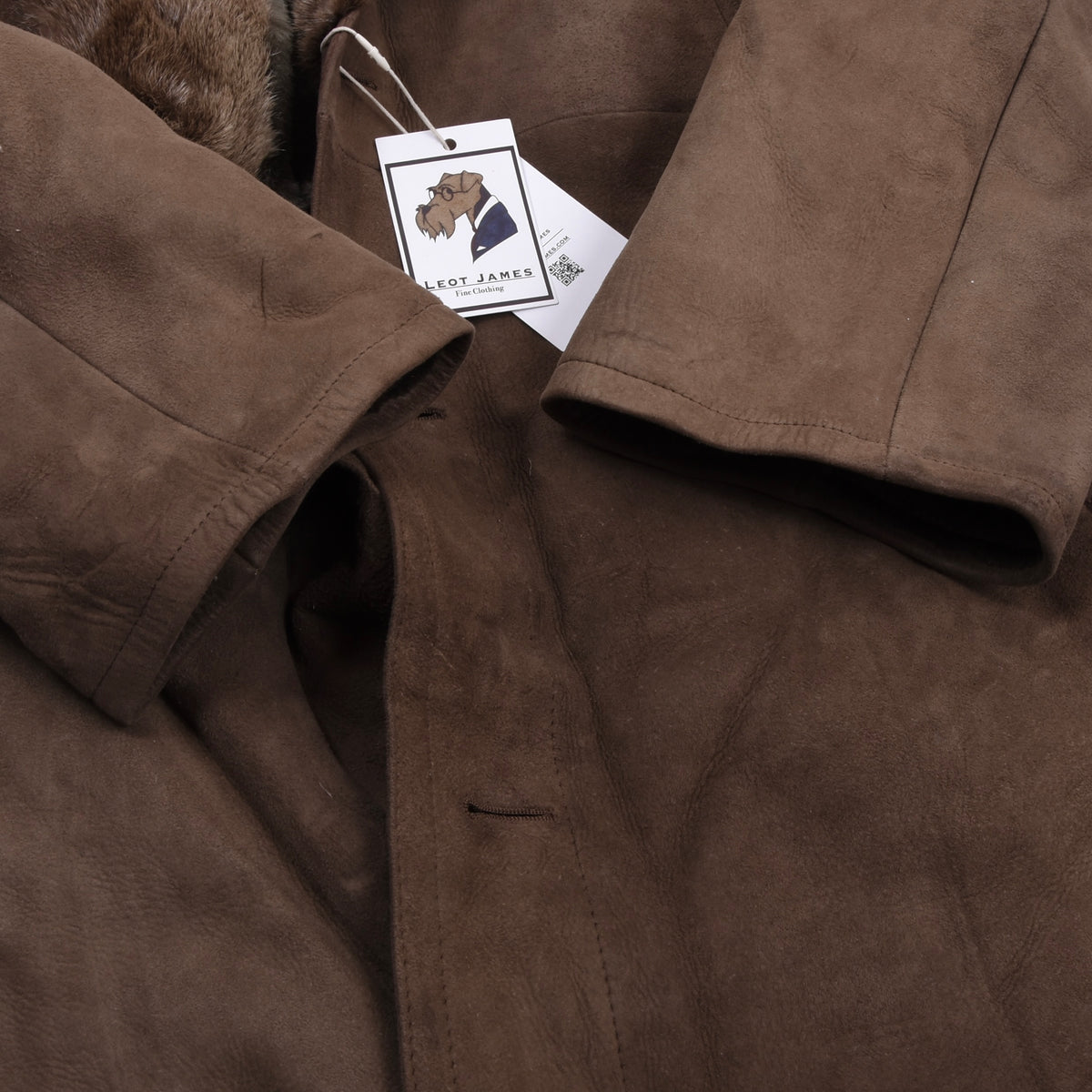 Vintage Full Length Shearling Coat with Fur Collar  - Brown