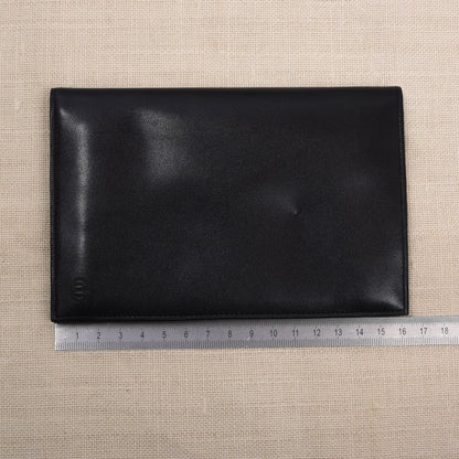 NOS Creation Weiss Leder Reisebrieftasche - Schwarz