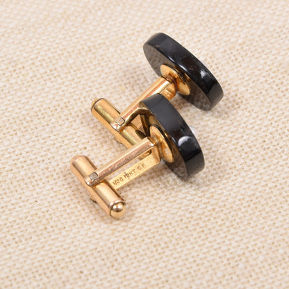Vintage Manschettenknöpfe Onyx & Perle 1/20 12kt Gold Filled