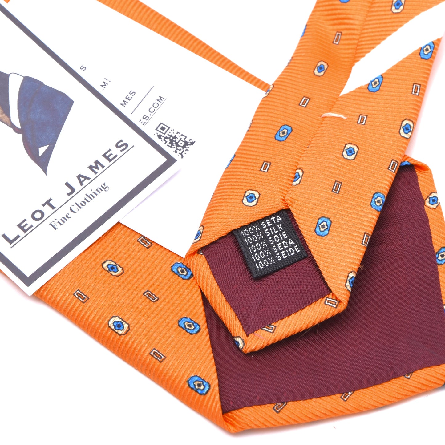 Cadè Milano Seidenkrawatte ca. 145.5cm/9cm - Orange Gemustert