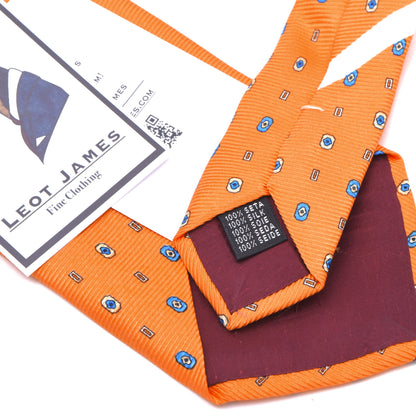 Cadè Milano Seidenkrawatte ca. 145.5cm/9cm - Orange Gemustert