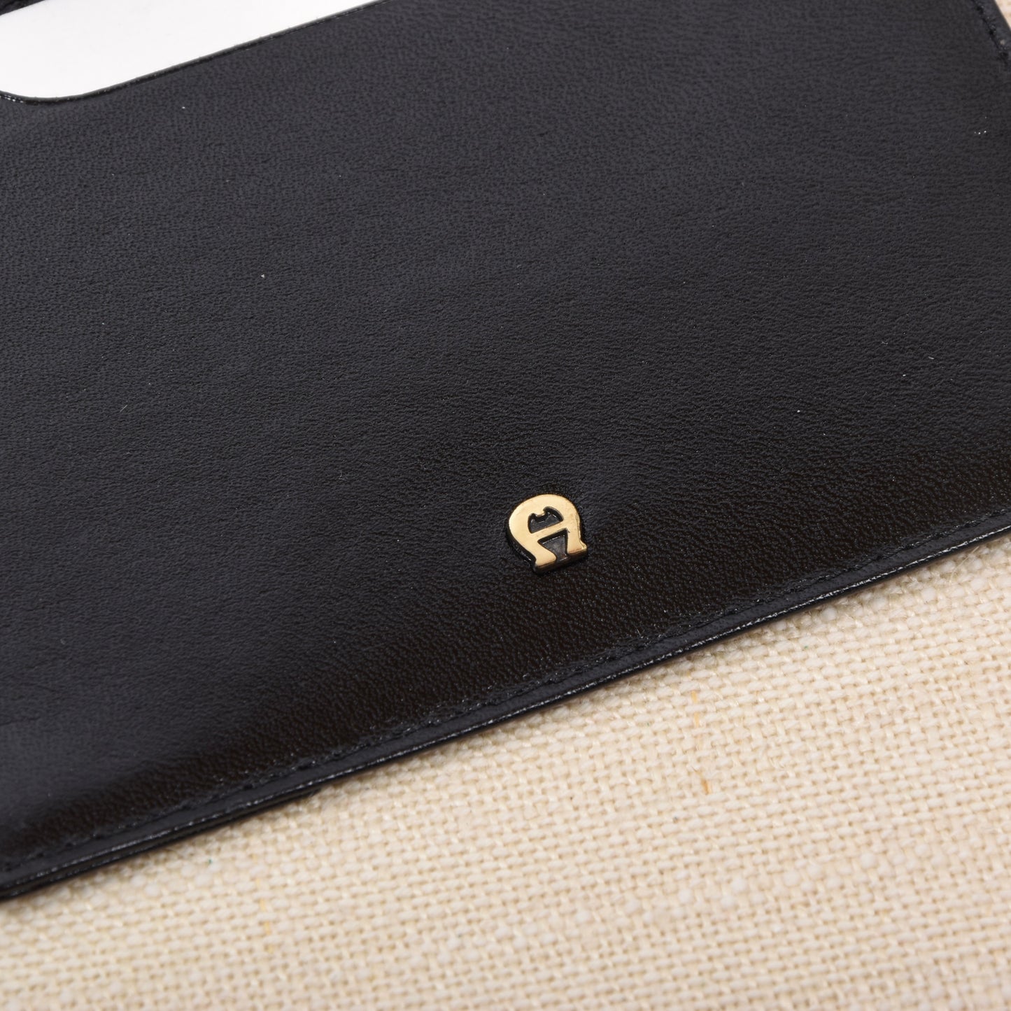 NOS Etienne Aigner Leather Notepad Business Card Holder - Black