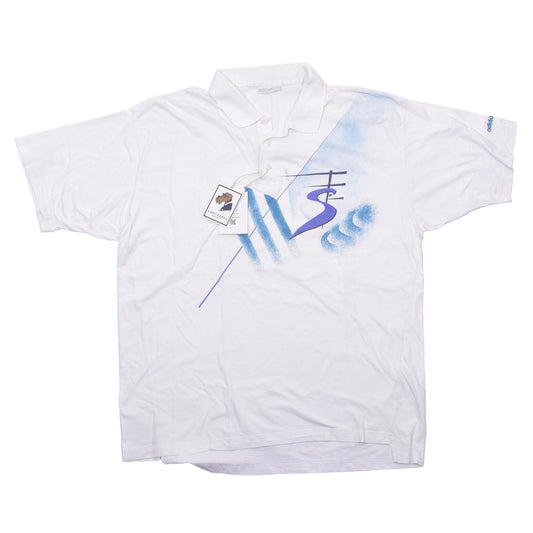 Vintage Adidas Stefan Edberg Tennis-Polo-Shirt Größe D54 ca. 60,5 cm – Weiß