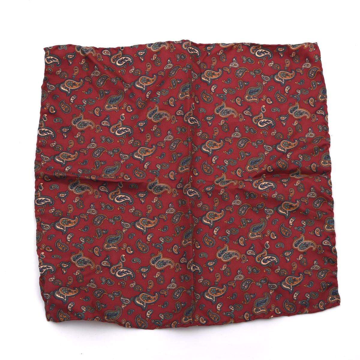 Classic Seide Einstecktuch 30,5 cm Made in England - Rot Paisley