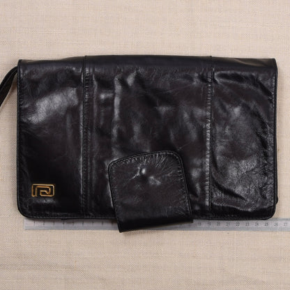 NOS Pierre Cardin Butter-Soft Leather Travel Pouch ca. 26cm - Black