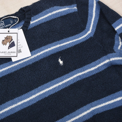 Polo Ralph Lauren Baumwolle Pullover Gr. L - Blau gestreift