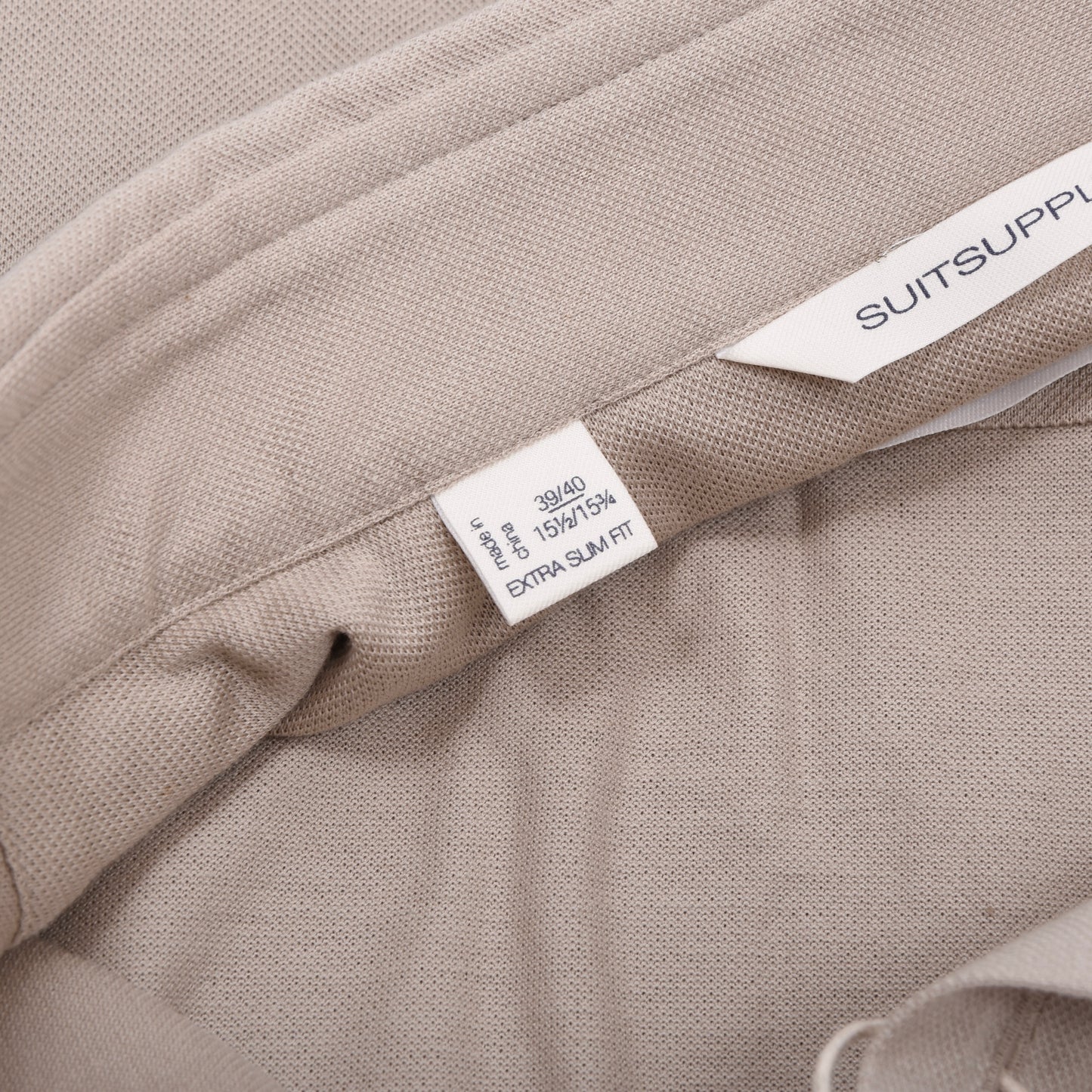 SuitSupply Cotton Popover Shirt Size 39/40 Extra Slim - Beige/Tan