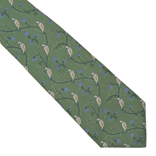 Hermès Paris Silk Tie 7185UA ca. 139cm/8.5cm - Green Doves