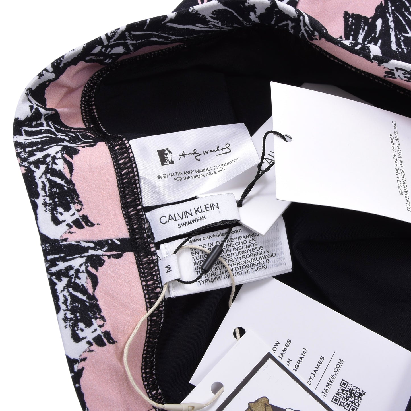 Neue Andy Warhol x Calvin Klein Badeshorts, Größe M – Pink Hibiscus