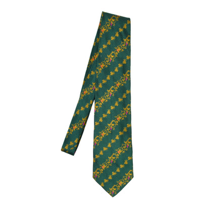 Gianni Versace Vintage Silk Tie ca. 145cm/9.5cm - Green Bees