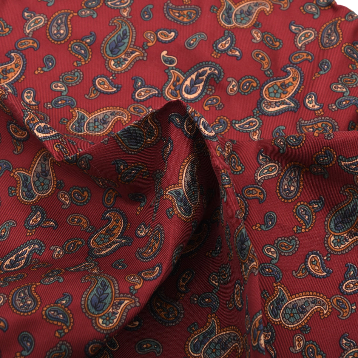 Classic Seide Einstecktuch 30,5 cm Made in England - Rot Paisley