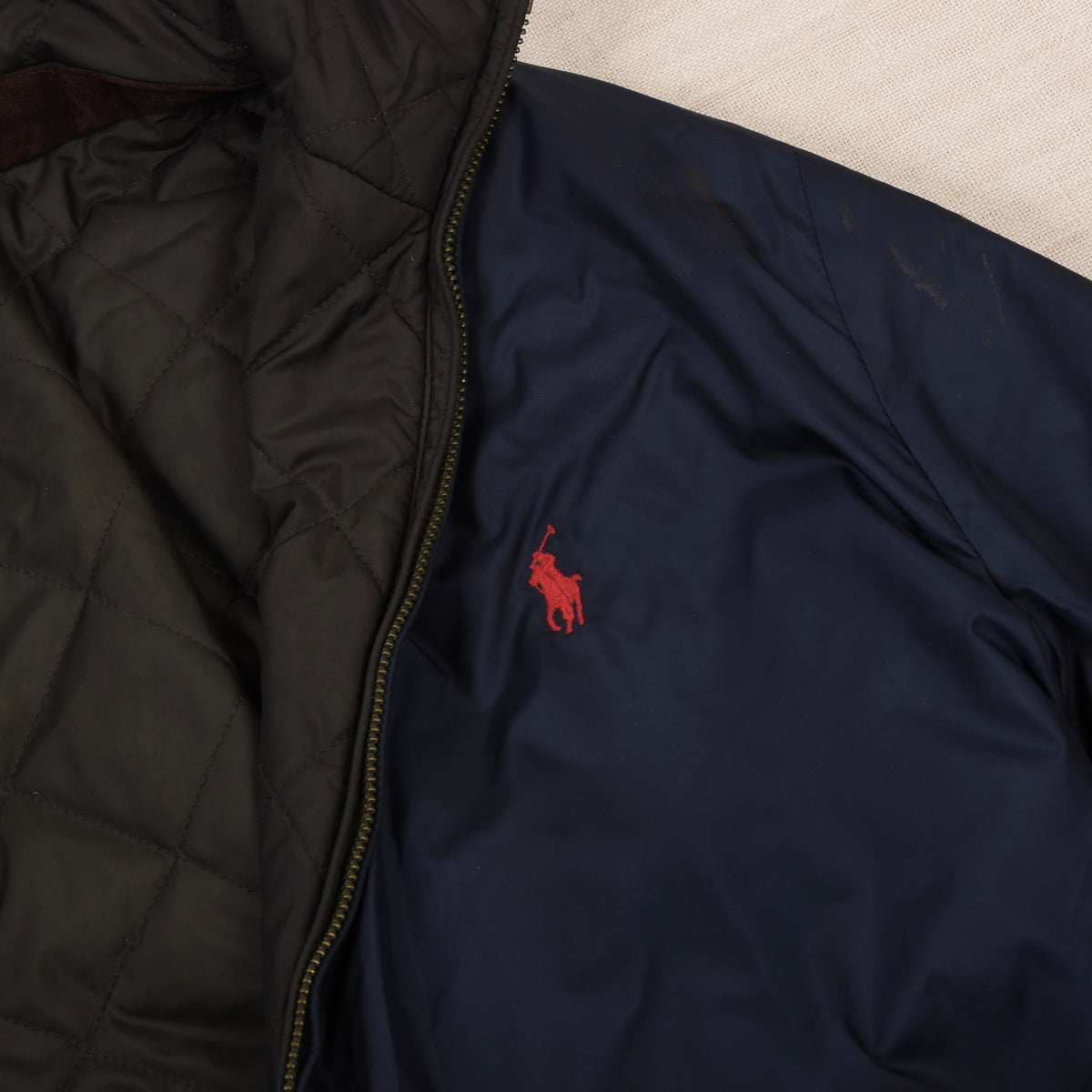 Vintage Polo Ralph Lauren Wendbare Steppjacke Gr. L - Grün/Marineblau