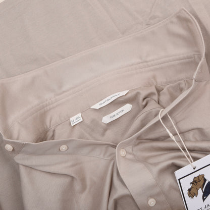 SuitSupply Cotton Popover Shirt Size 39/40 Extra Slim - Beige/Tan