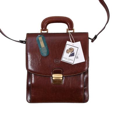 NWT Giudi Leather Messenger Bag ca. 26cm - Dark Brown