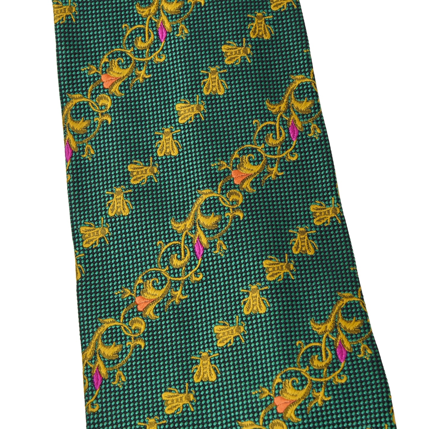 Gianni Versace Vintage Silk Tie ca. 145cm/9.5cm - Green Bees