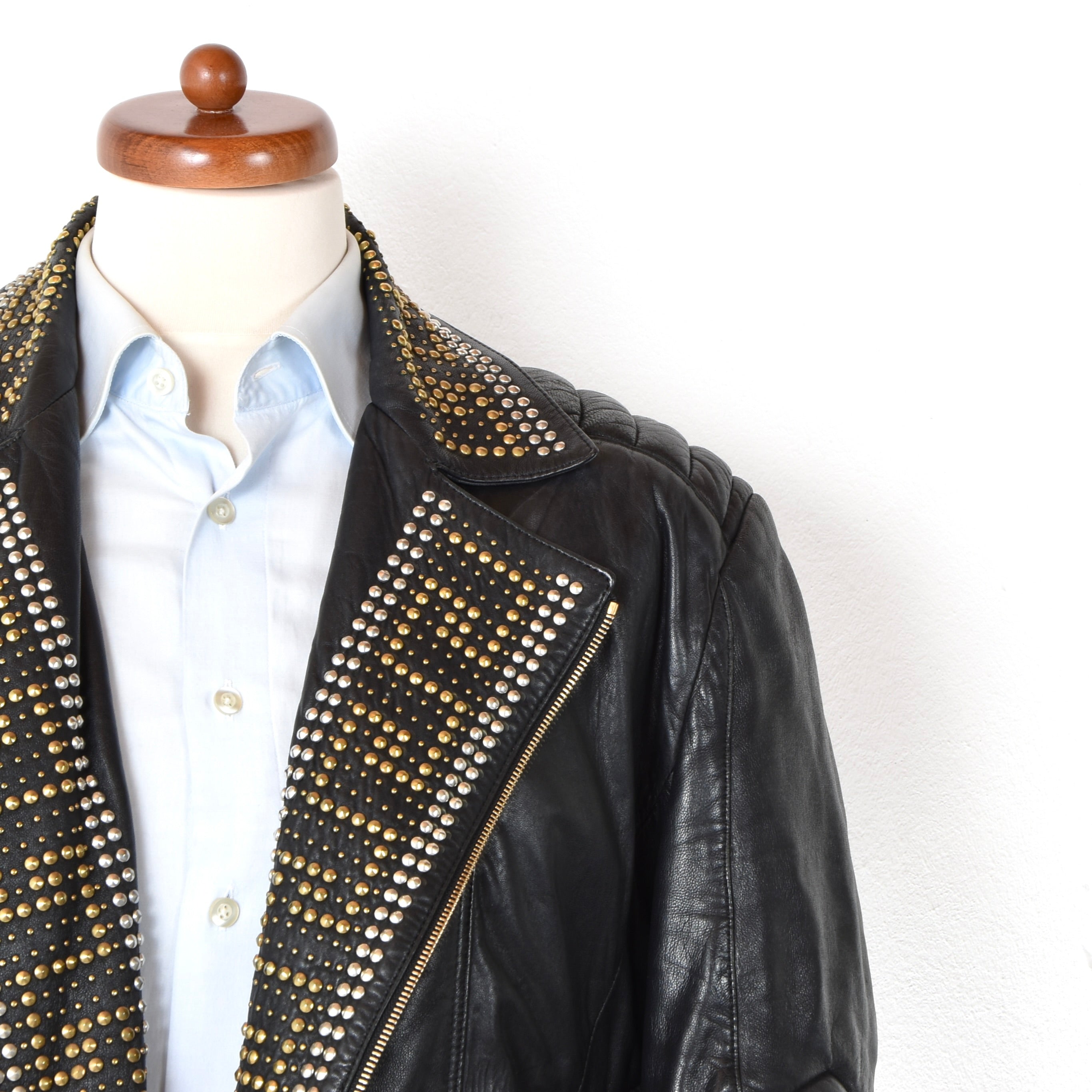 Versace x H M Studded Leather Jacket Size L Black Leot James