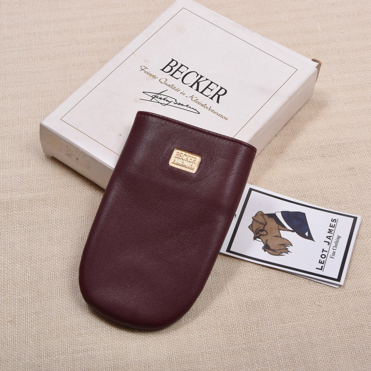 NOS Becker Handmade Leder Schlüsselanhänger - Burgunderrot