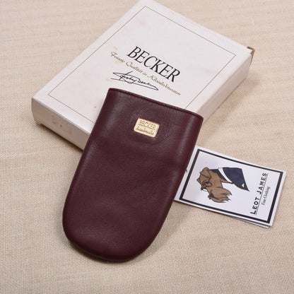 NOS Becker Handmade Leder Schlüsselanhänger - Burgunderrot