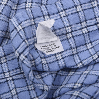 Novila Baumwolle Flannel Morgenmantel Gr. 50 Made in Germany - Blau Plaid
