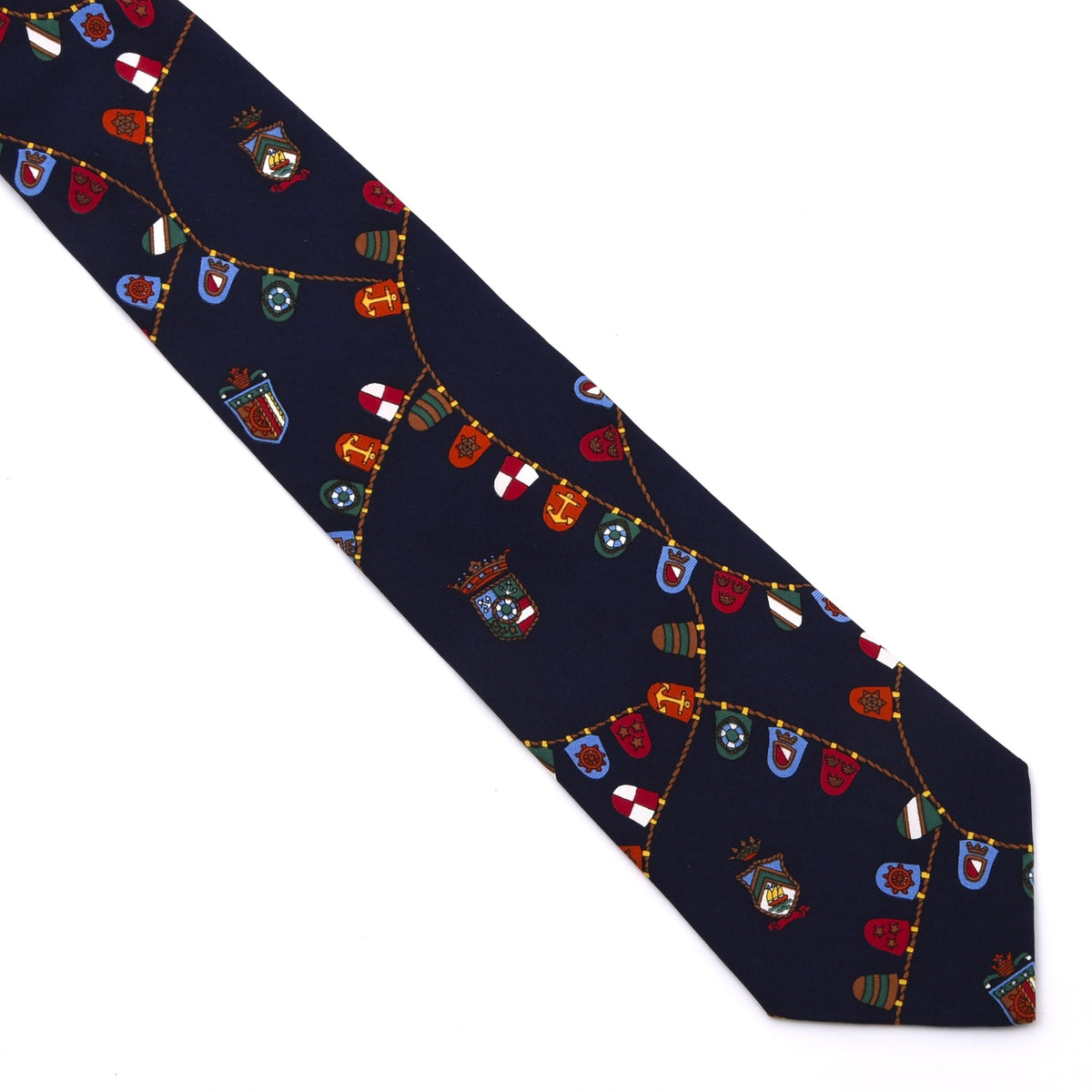 Etro Milano Seide Krawatte Made in Italy - Marineblau Nautical Wappen