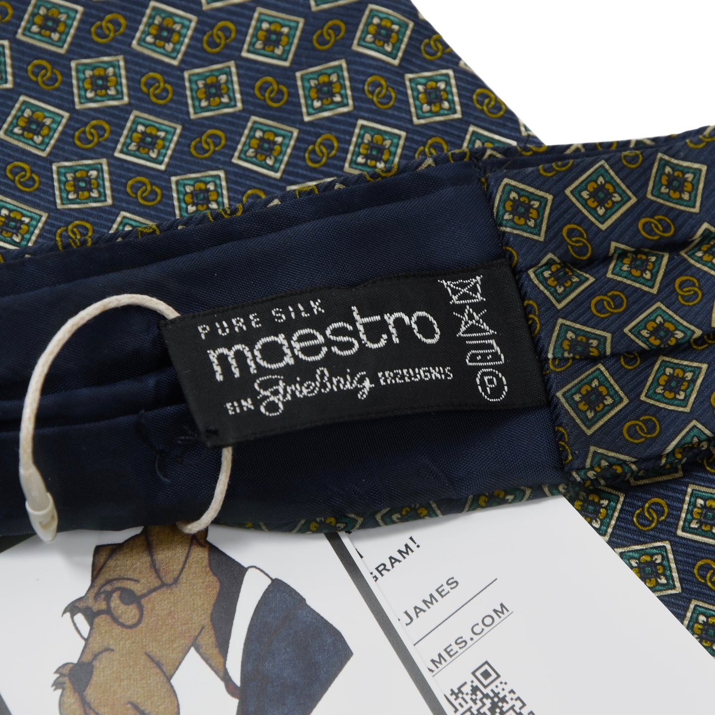 Maestro x Strießnig Silk Ascot/Cravat Tie ca. 89.5cm/14cm - Navy