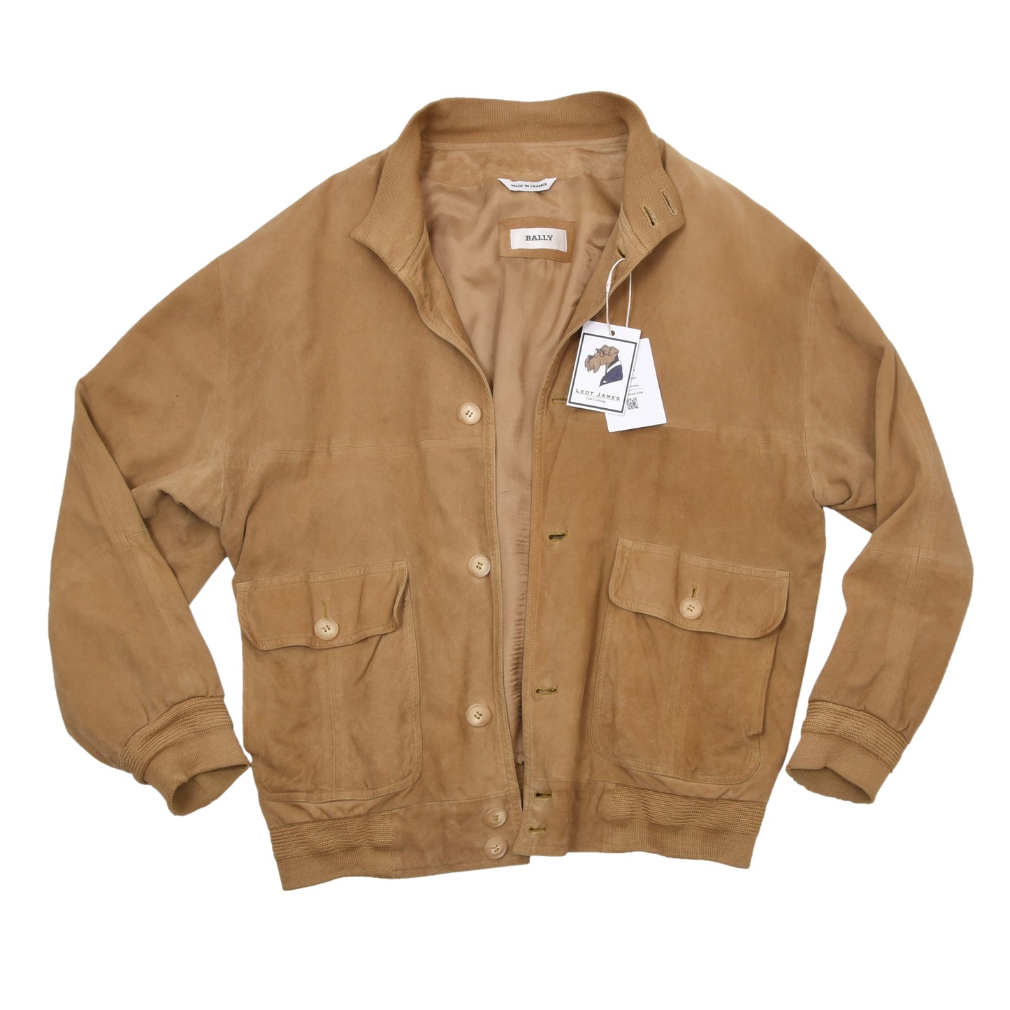 Vintage Bally Wildleder Blouson/Jacke Made in France Größe 50 Brust ca. 61,5cm - Hellbraun