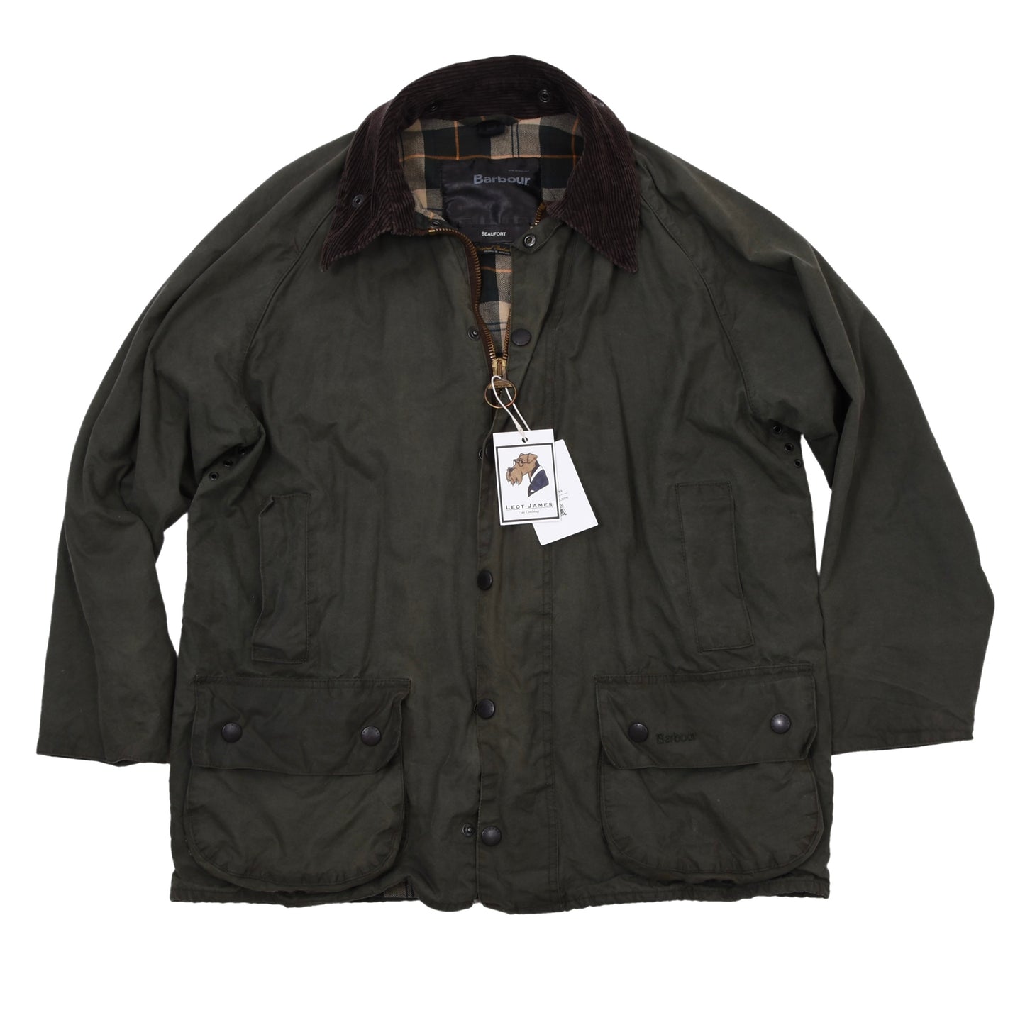 Barbour Beaufort Waxed Jacket Size 42 Chest ca. 61cm - Green