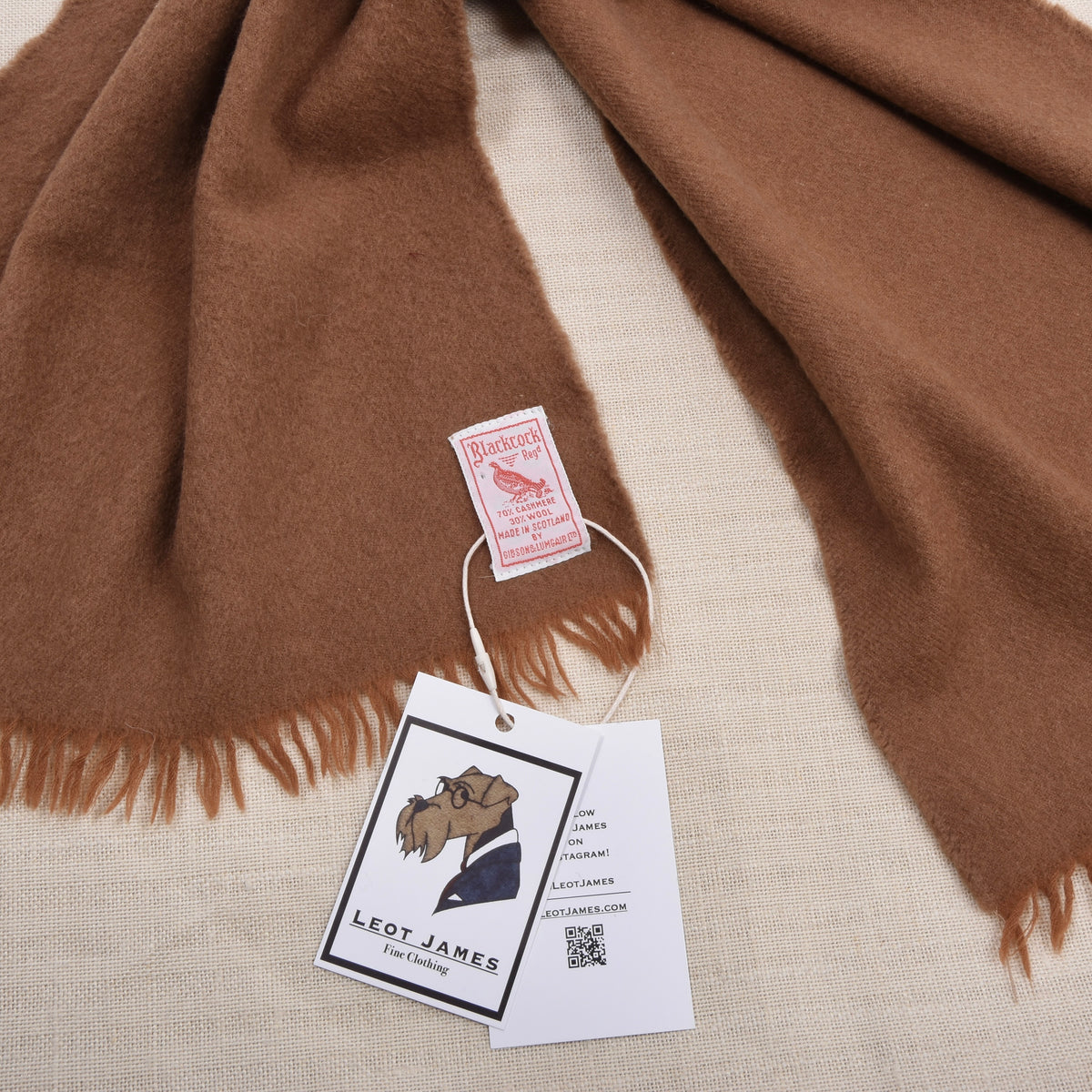 Vintage Blackcock 70% Kaschmir Schal Made in Scotland - Tan