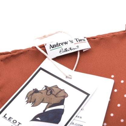 Andrew's Ties Collection Silk Pocket Square - Orange Polka Dot