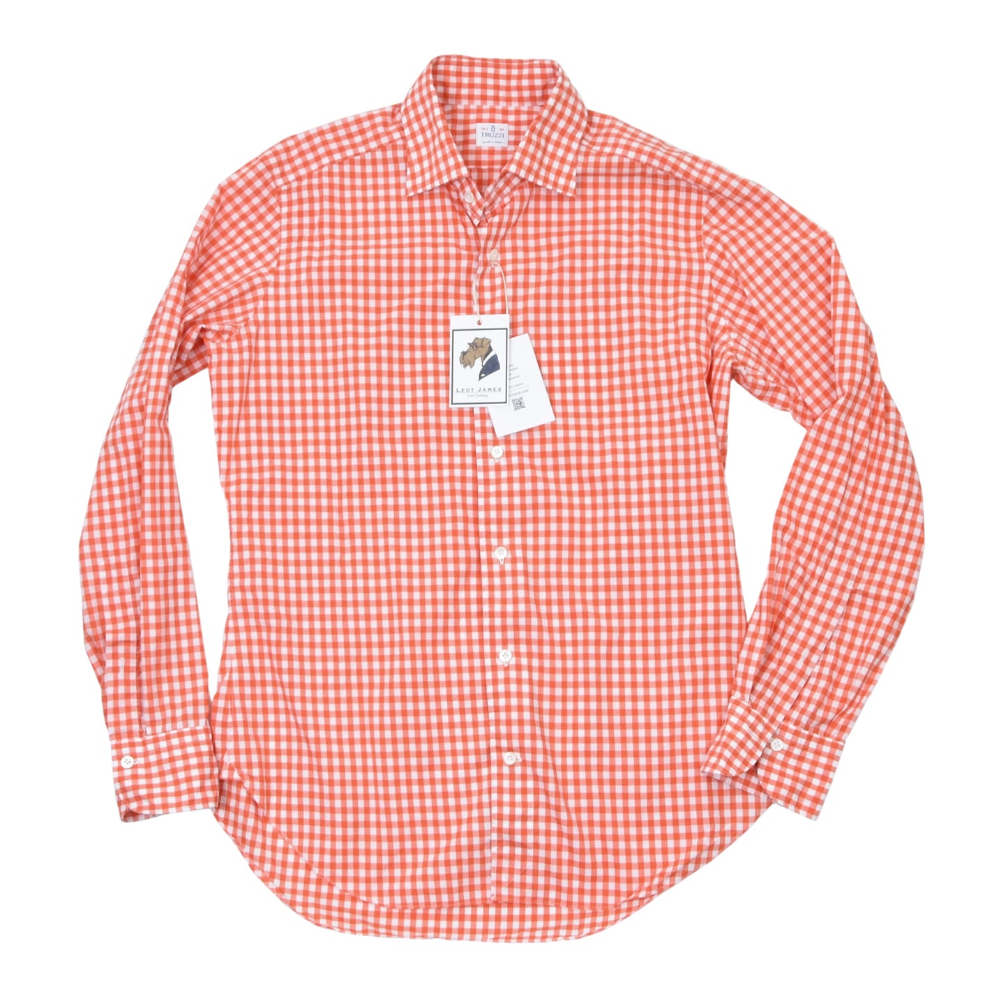 Truzzi Milano Shirt Size 40/15 3/4 - Orange & White