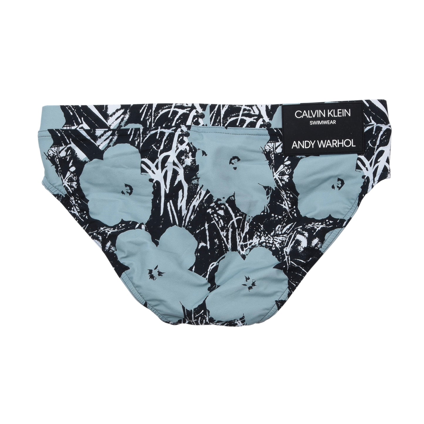Neu mit Etikett: Andy Warhol x Calvin Klein Badehose, Größe M – Blau-Hibiskus