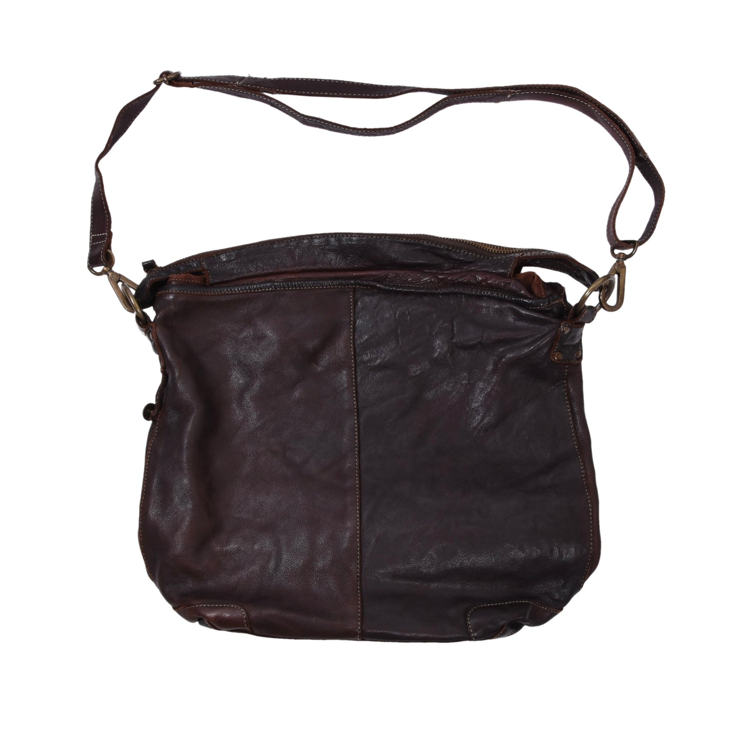 Jack Kinsky Leder Crossbody Bag ca. 40cm - Braun