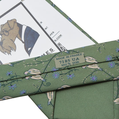 Hermès Paris Silk Tie 7185UA ca. 139cm/8.5cm - Green Doves