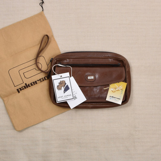 NOS Pakerson Leather Travel Organizer ca. 24.5cm - Brown