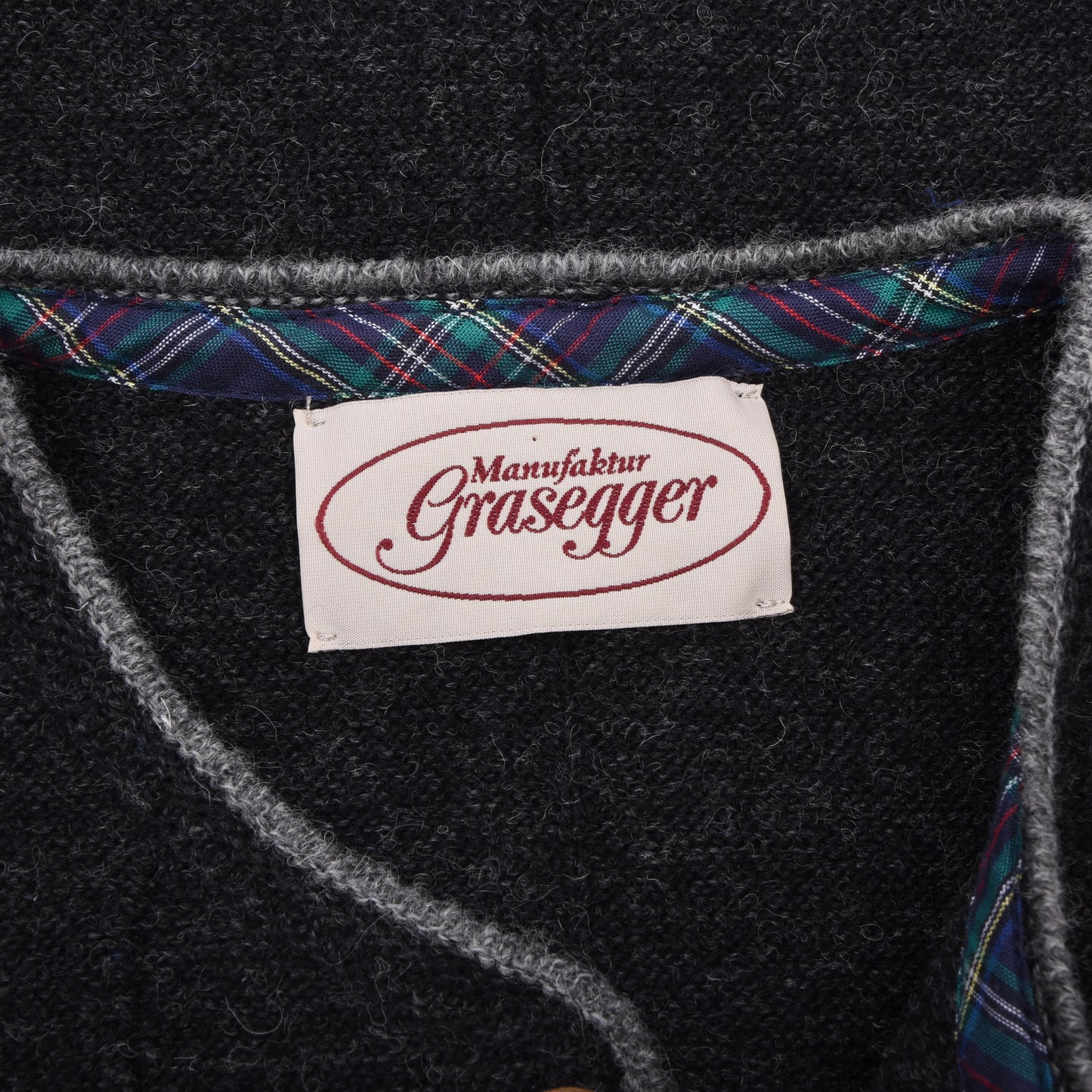 Grasegger Wollstrickjacke/Trachtenweste Größe 50 ca. 55cm - Grau