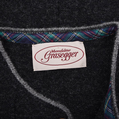 Grasegger Wollstrickjacke/Trachtenweste Größe 50 ca. 55cm - Grau