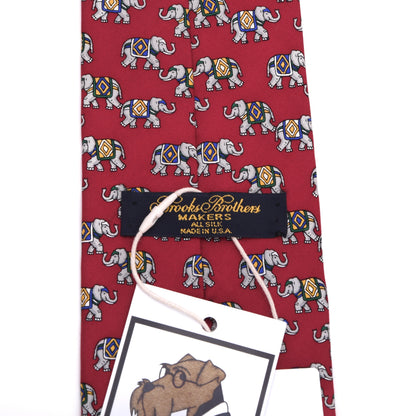 Brooks Brothers Vintage Silk Tie Made in USA - Red Elephants