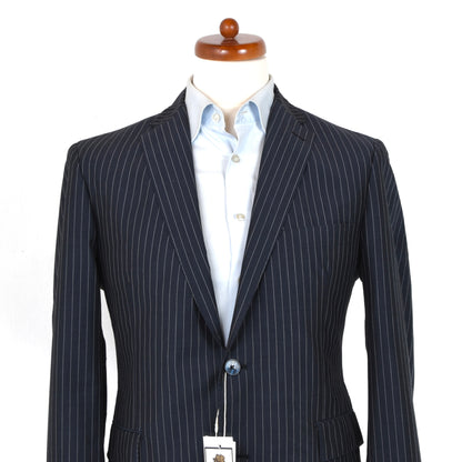 Tagliatore Wool-Cotton Suit Size 52 -Navy Pinstripes