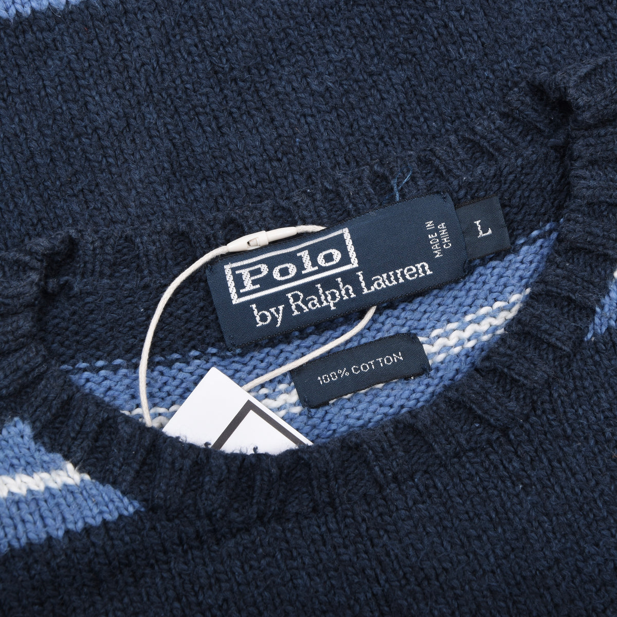 Polo Ralph Lauren Baumwolle Pullover Gr. L - Blau gestreift