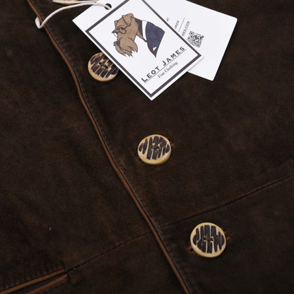 Country Maddox Ziegenvelourslederweste/Trachtengilet Größe 52 ca. 59,5cm – Dunkelbraun